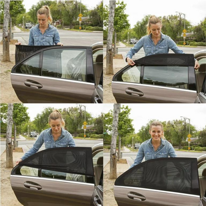 2 Pcs Car Window Cover Screen Breathable| Car Window Shade Sun Cover Window Covers | Mesh Front Rear Universal Side Automotive Window Sun Cover| For Sun Protection – Black Color